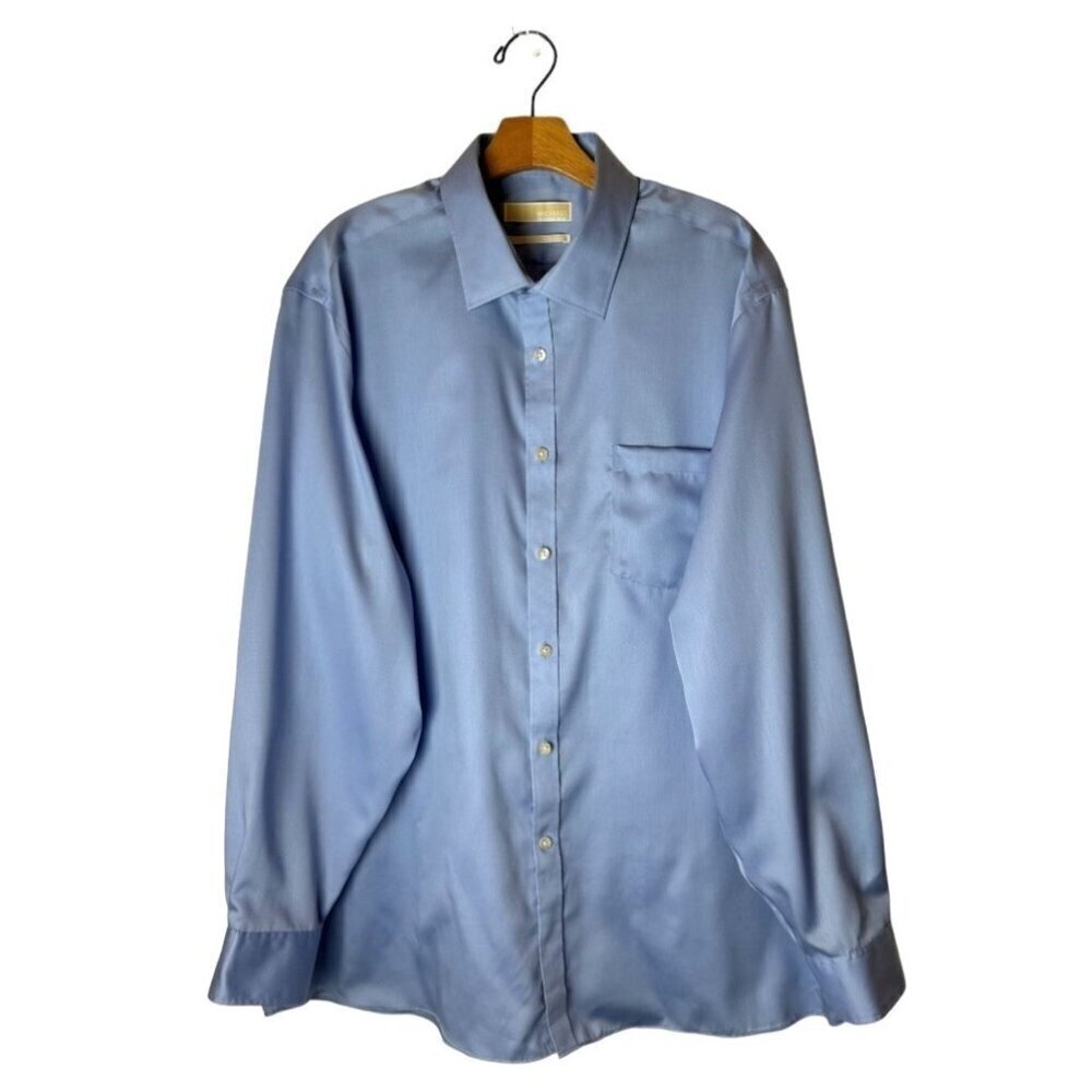Michael Michael Kors Shirt Men XL Blue Regular‎ Fit Non Iron Button Down Preppy